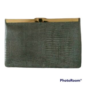 Gray Genuine Leather Clutch